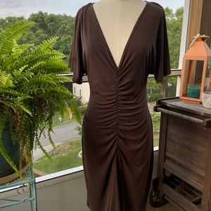 Beautiful Brown Ruched Brown Dress
